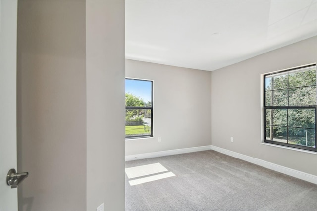 spare room with baseboards and carpet