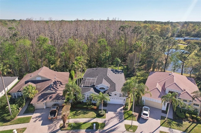 aerial view featuring a forest view