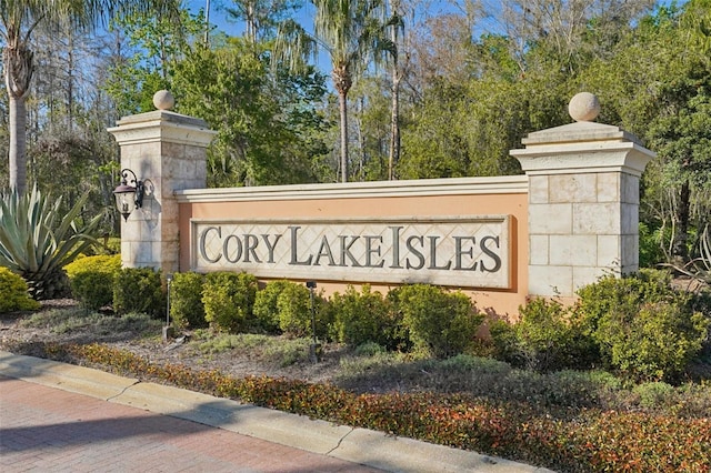 view of community sign