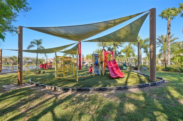 communal playground with a yard