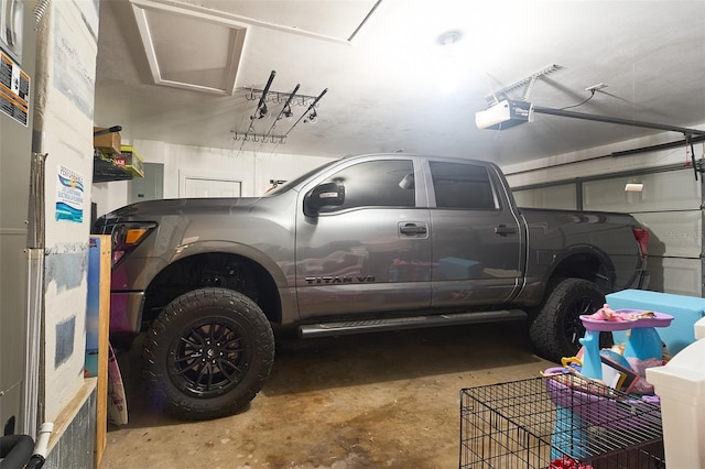 garage with a garage door opener