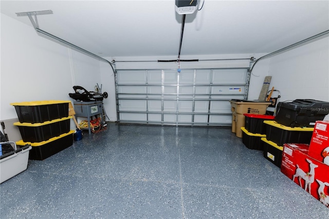 garage with a garage door opener