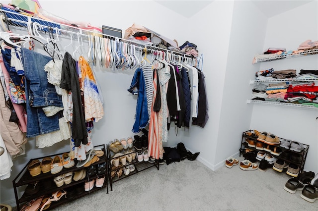 spacious closet with carpet flooring