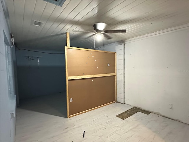 unfurnished room with visible vents and wooden ceiling