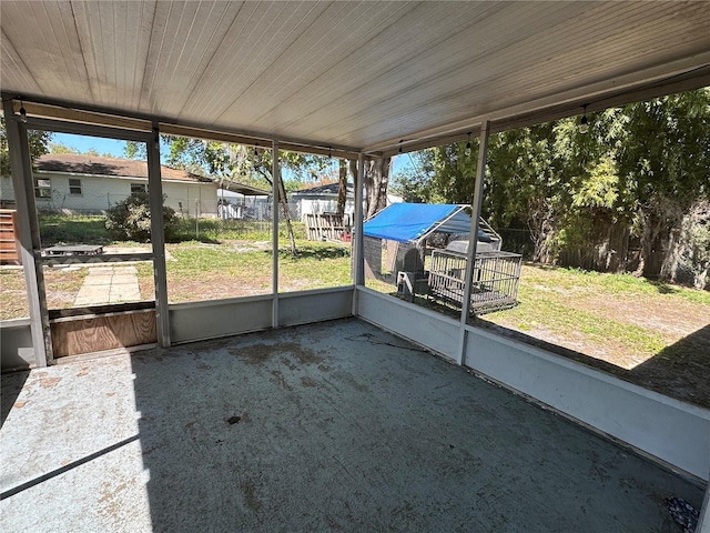 view of unfurnished sunroom