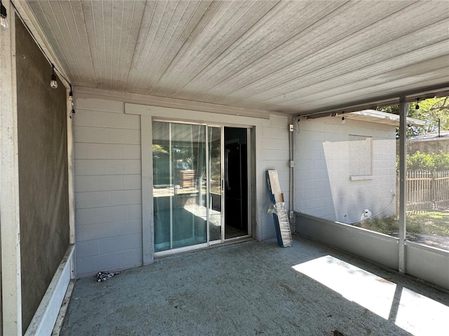 view of unfurnished sunroom