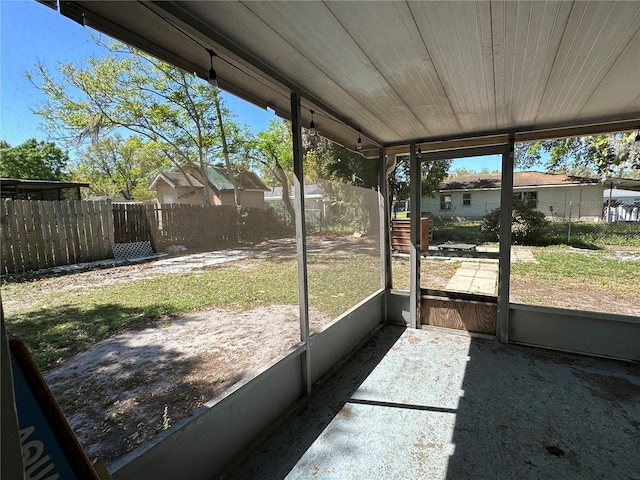 view of unfurnished sunroom