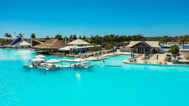 pool featuring a patio area