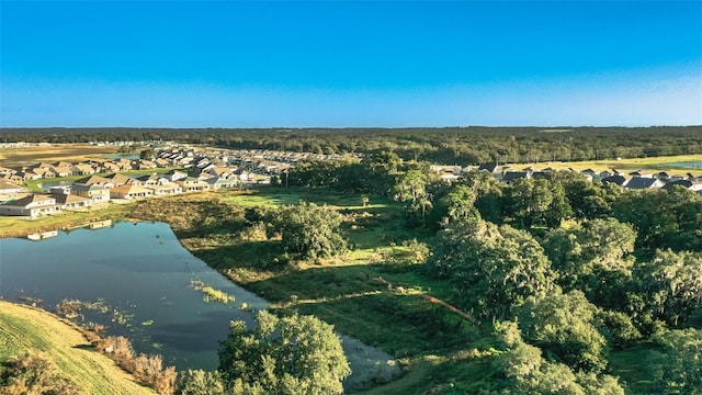 aerial view featuring a residential view and a water view