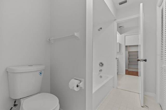 bathroom with visible vents, toilet, and tile patterned flooring