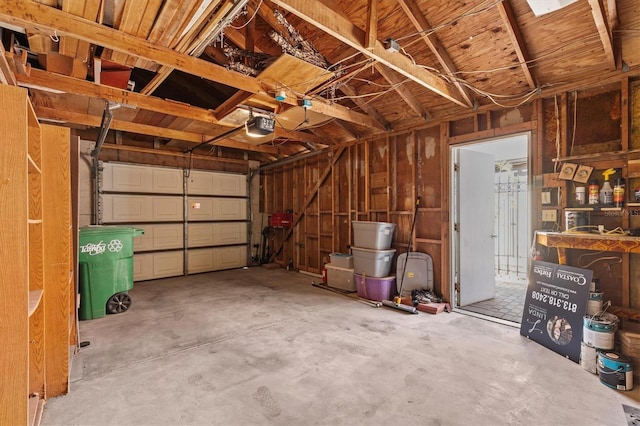 garage with a garage door opener