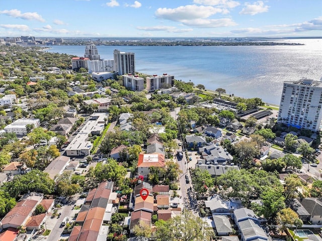 bird's eye view featuring a water view