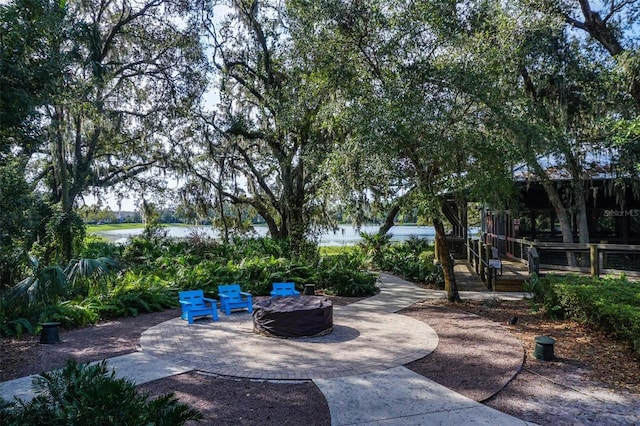 view of patio / terrace with an outdoor fire pit