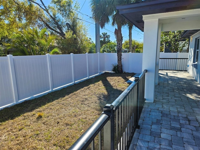 view of yard featuring a fenced backyard