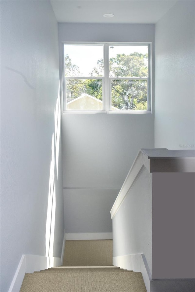 stairs featuring a healthy amount of sunlight and baseboards