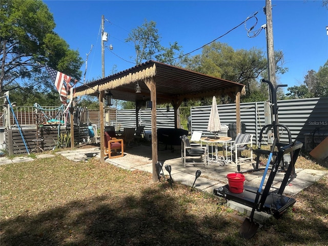 view of yard with a patio area and fence