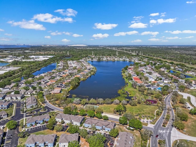 bird's eye view with a residential view and a water view