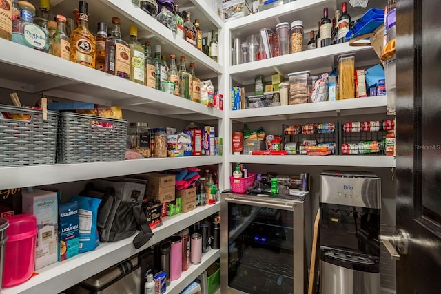 storage area featuring beverage cooler