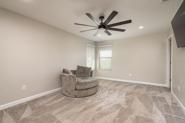 unfurnished room with recessed lighting, baseboards, and carpet floors