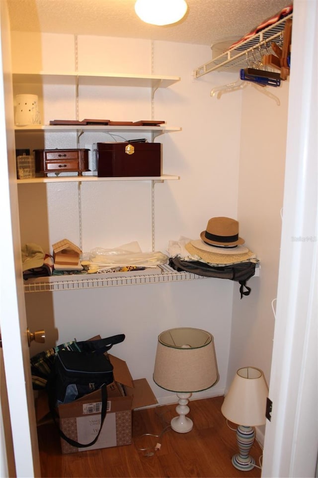 spacious closet with wood finished floors