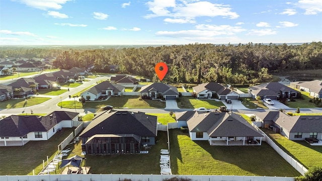 drone / aerial view with a residential view