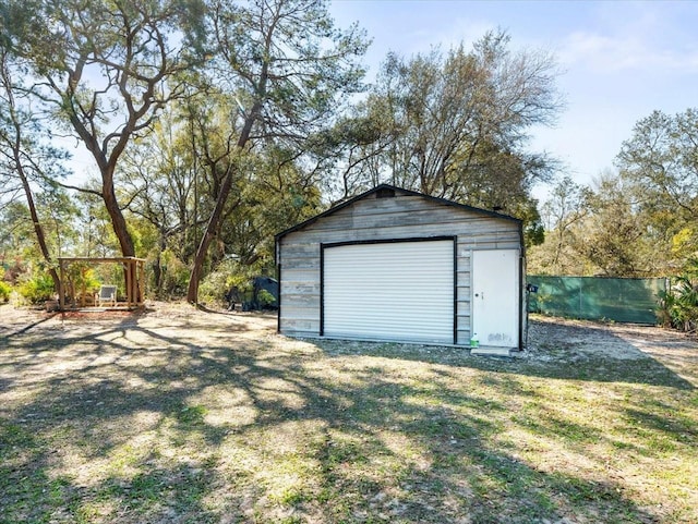 view of detached garage