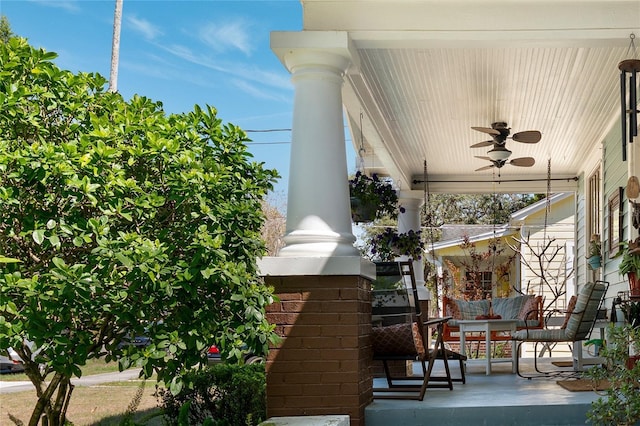 view of patio with a ceiling fan