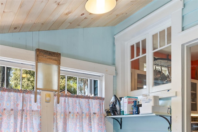 interior details featuring wooden ceiling