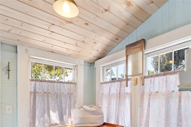 interior space featuring wooden ceiling