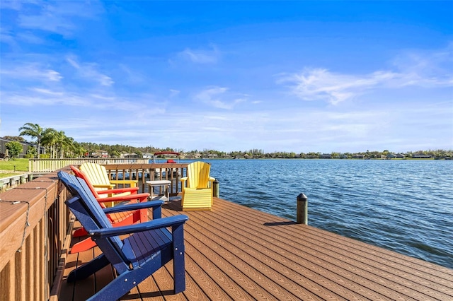 dock area featuring a water view