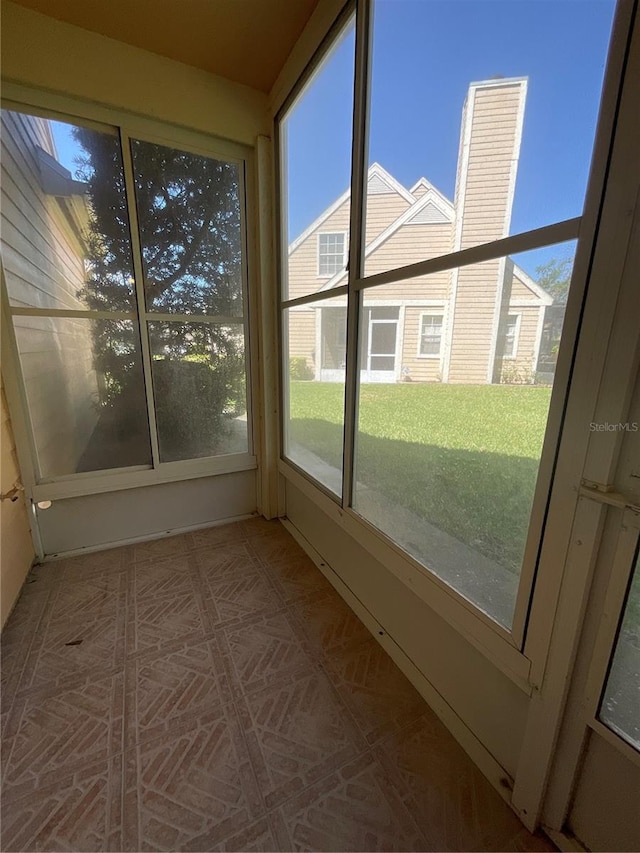 view of unfurnished sunroom