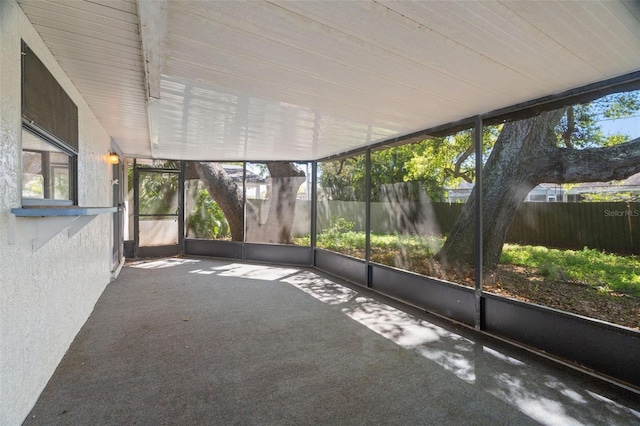 view of unfurnished sunroom