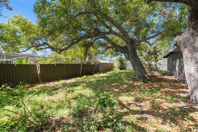 view of yard featuring a fenced backyard