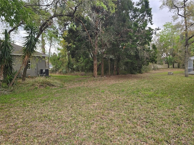 view of yard featuring central AC