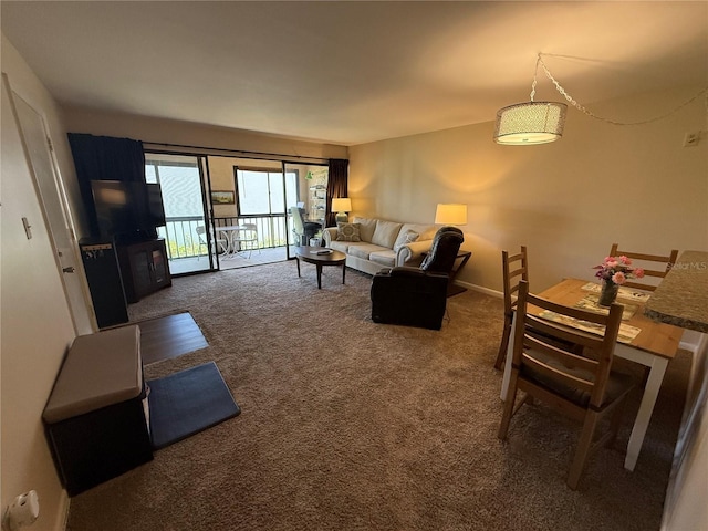 view of carpeted living area