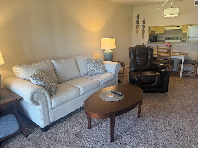 carpeted living area with visible vents