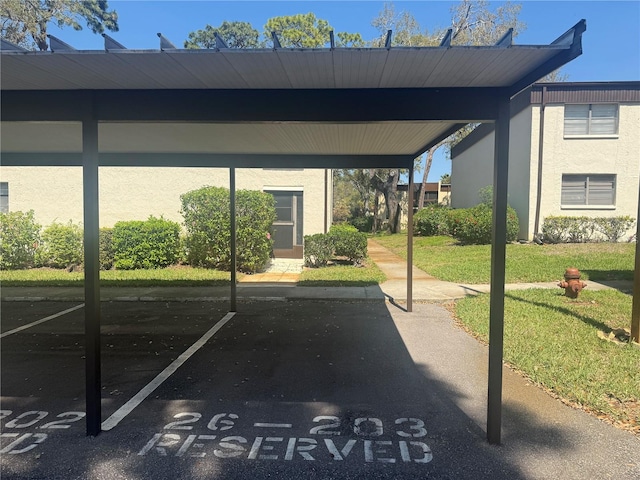 view of covered parking lot