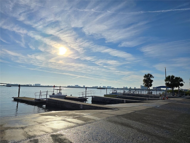 dock area featuring a water view