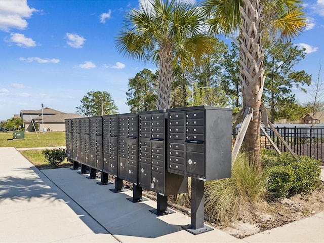 surrounding community featuring mail area and fence