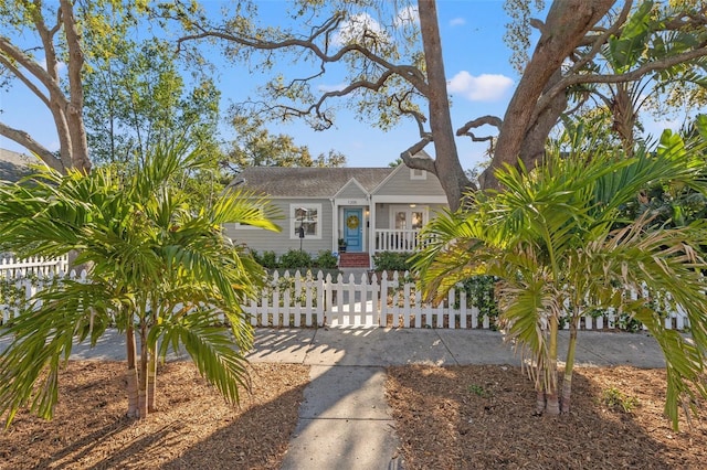 view of front of property featuring a fenced front yard