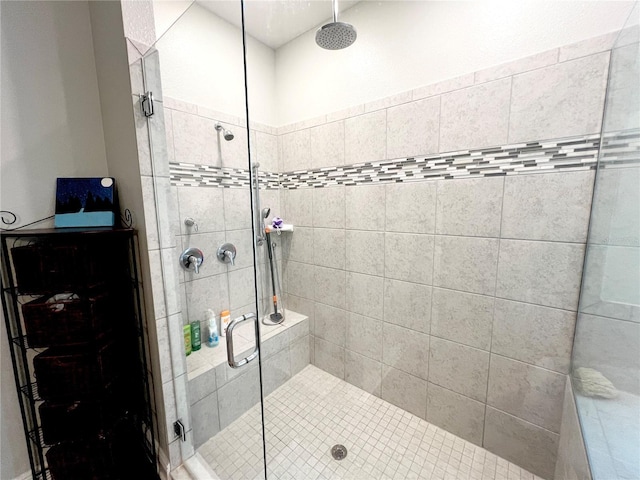 bathroom featuring a stall shower