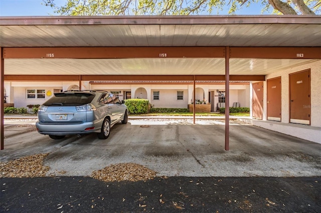 view of covered parking lot