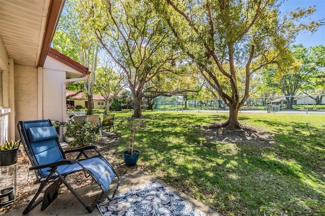 view of yard with a patio area and fence