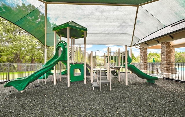 community play area featuring fence