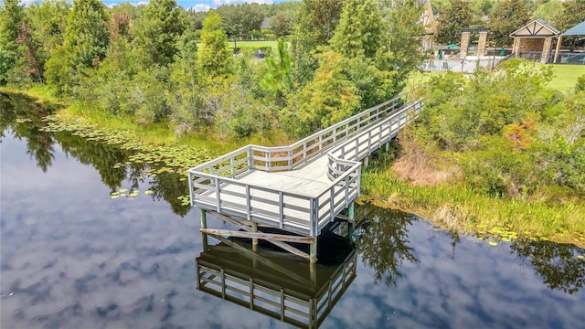 dock area featuring a water view