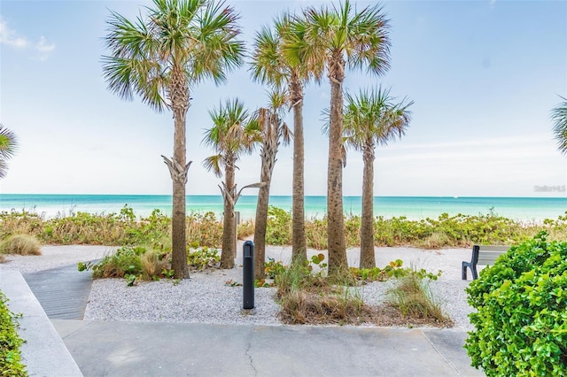 property view of water with a beach view