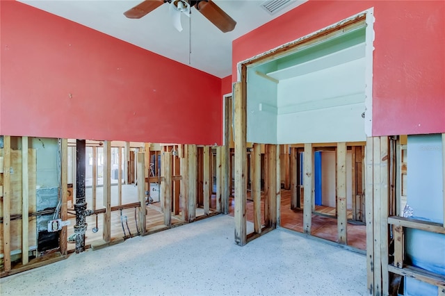 miscellaneous room with visible vents and ceiling fan