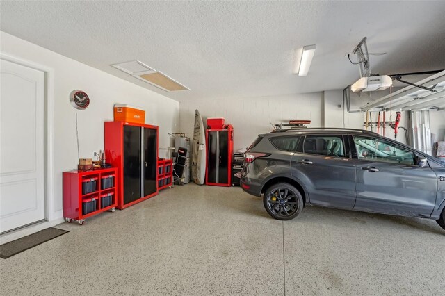 garage with a garage door opener