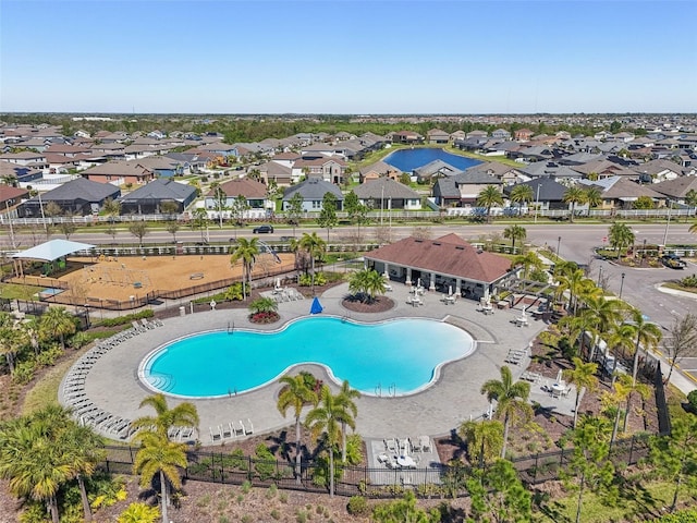 drone / aerial view with a residential view