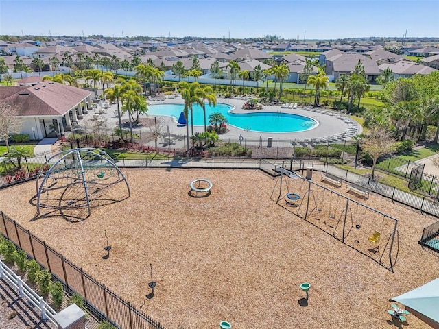 bird's eye view with a residential view